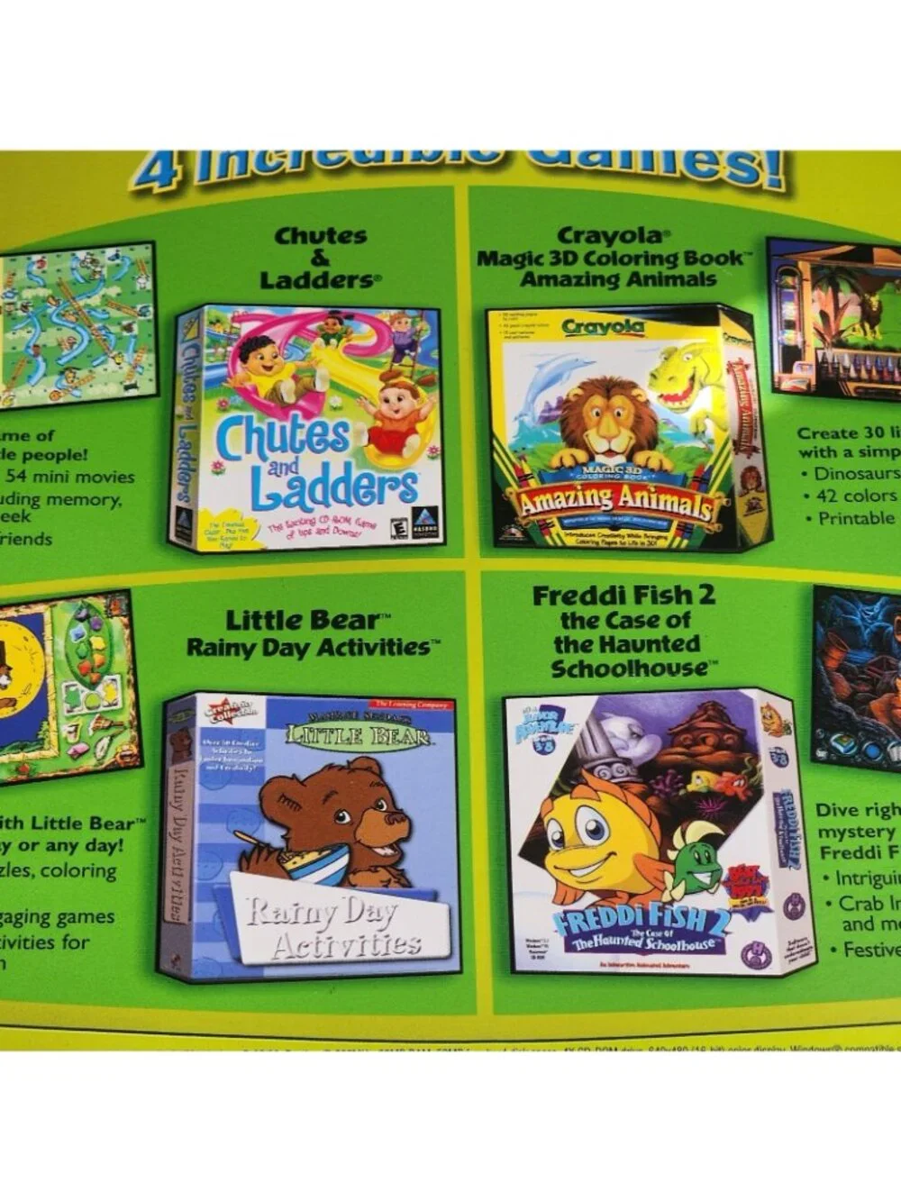 Freddi Fish 2, Chutes & Ladders, Animals Rainy Day Pc Games For Kids New Sealed